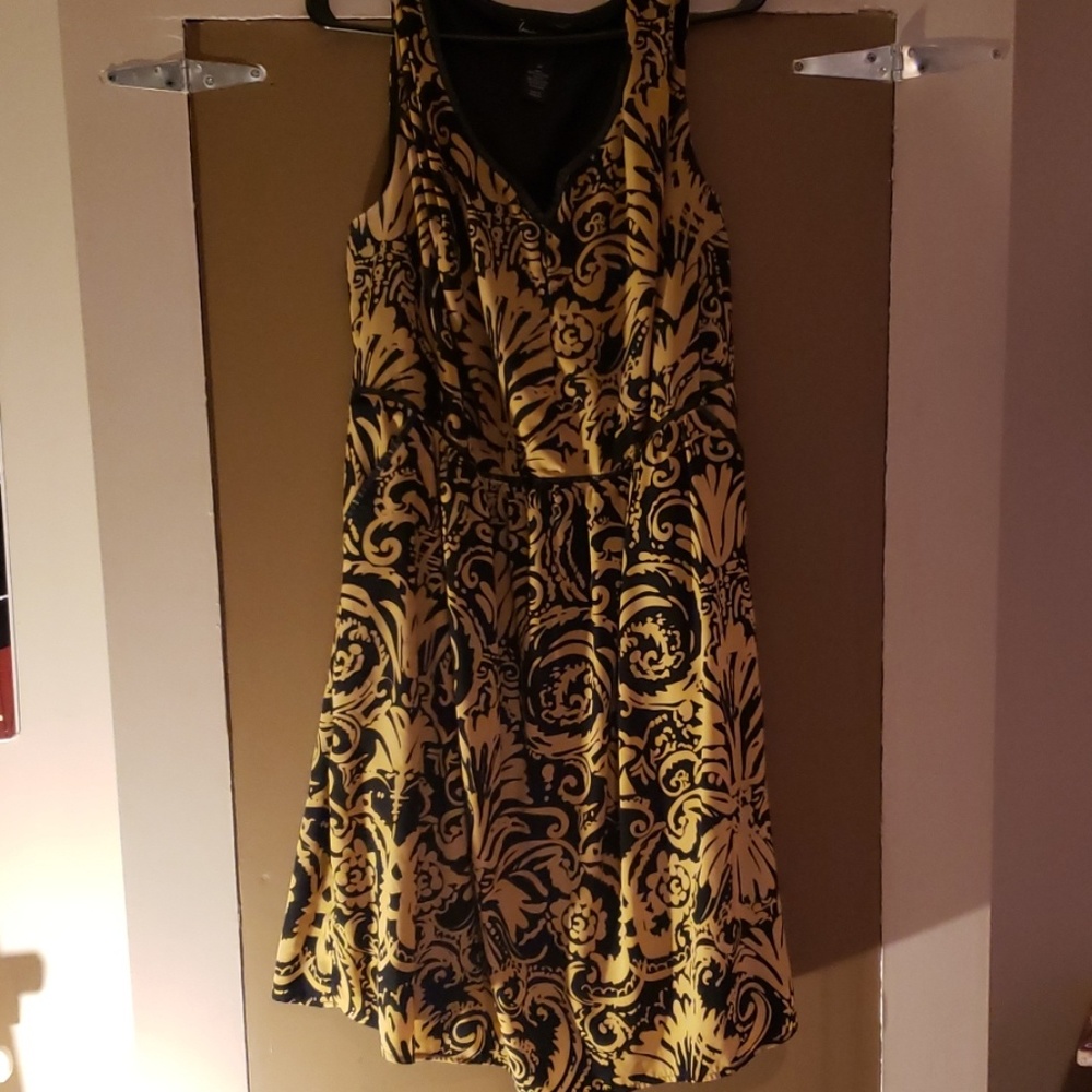 Black and Gold Fit and Flare Dress